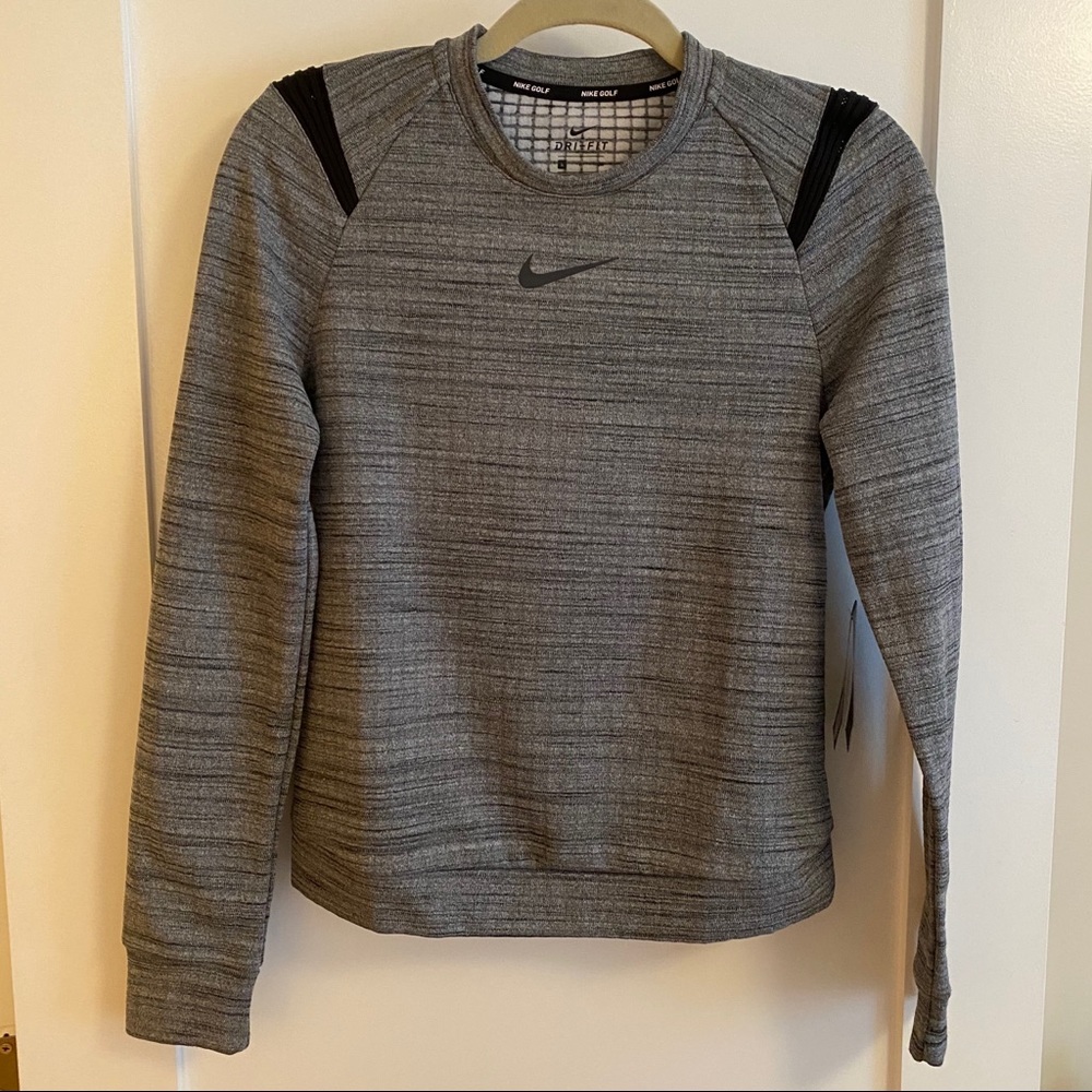 Nike Women's Gray Heather Long-Sleeve Pullover Top with Black Accents
